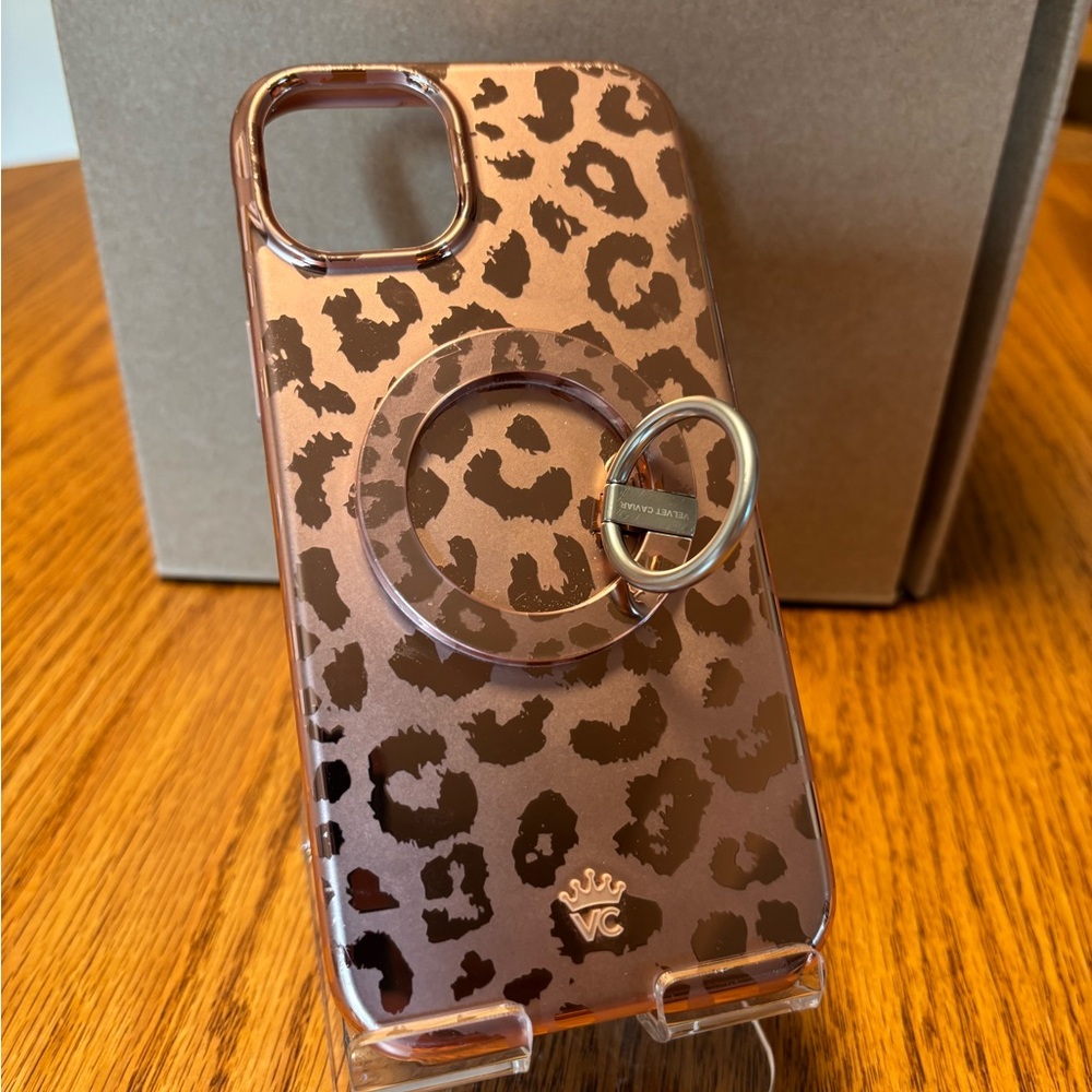 Velvet Caviar Leopard Print Phone Case with Ring - Brown IPHONE 15plus